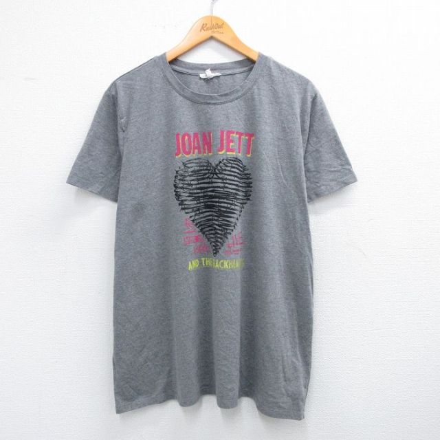 【50%OFF】XL★古着 半袖 ロック バンド Tシャツ メンズ ジョーンジェット クルーネック グレー 霜降り 25aug07 中古