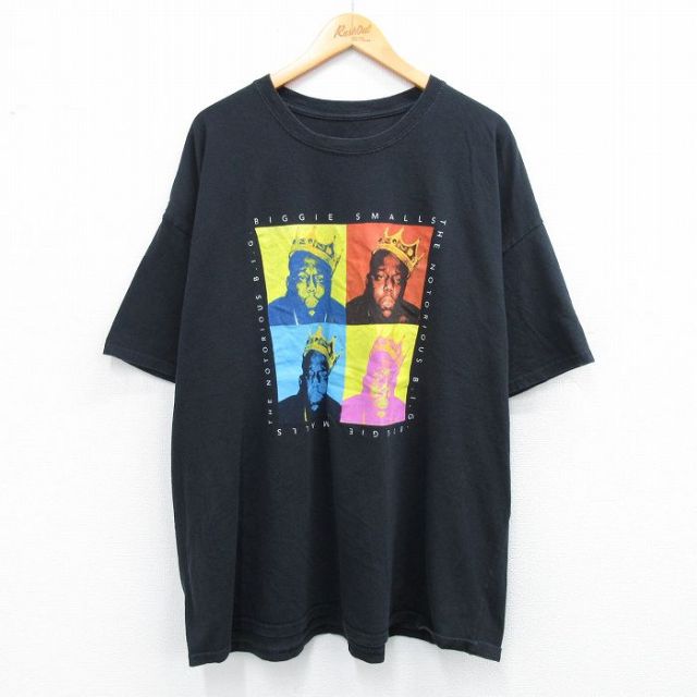 XL★古着 半袖 ヒップホップ ラップ Tシャツ メンズ ノトーリアスBIG 大きいサイズ クルーネック 黒 ブラック 25aug07 中古