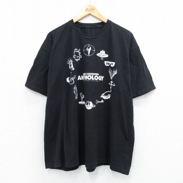 XL★古着 半袖 ロック バンド Tシャツ メンズ ジョンカーペンター 大きいサイズ クルーネック 黒 ブラック 25aug07 中古