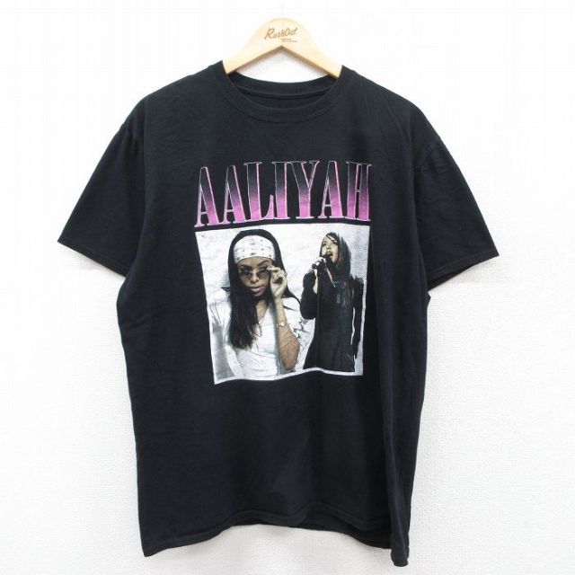 XL★古着 半袖 ロック バンド Tシャツ メンズ アーリヤ クルーネック 黒 ブラック 25aug08 中古