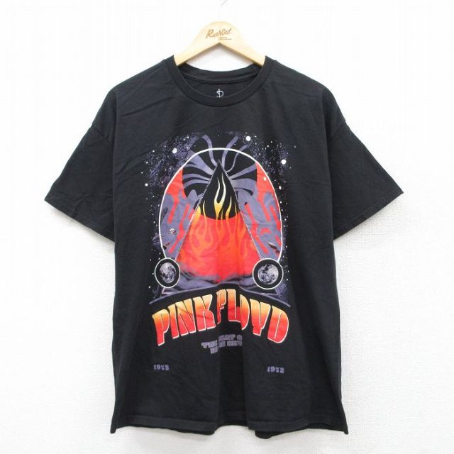 L★古着 半袖 ロック バンド Tシャツ メンズ ピンクフロイド コットン クルーネック 黒 ブラック 25aug08 中古