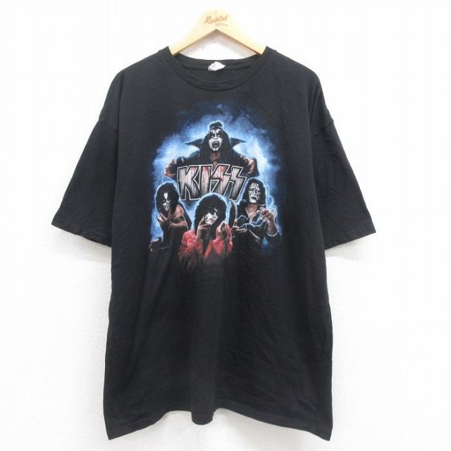 半袖Tシャツ KISSプリント ブラック XL | 古着
