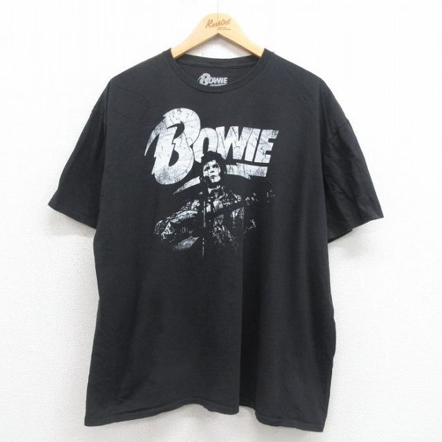 XL★古着 半袖 ロック バンド Tシャツ メンズ デヴィッドボウイ 大きいサイズ コットン クルーネック 黒 ブラック 25aug18 中古