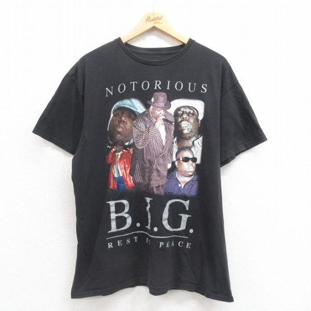 【20%OFF】XL★古着 半袖 ヒップホップ ラップ Tシャツ メンズ ノトーリアスBIG コットン クルーネック 黒 ブラック 25aug18 中古