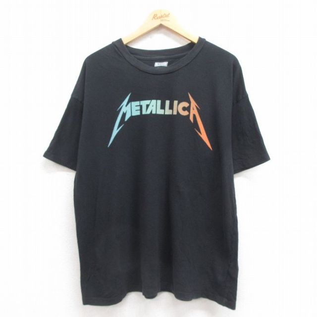 XL★古着 半袖 ロック バンド Tシャツ メンズ メタリカ コットン クルーネック 黒 ブラック 25aug18 中古