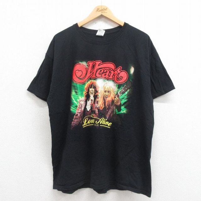 XL★古着 半袖 ロック バンド Tシャツ メンズ ハート ジョーンジェット コットン クルーネック 黒 ブラック 25aug19 中古