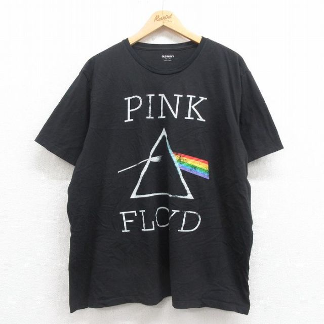 XL★古着 オールドネイビー OLD NAVY 半袖 ロック バンド Tシャツ メンズ ピンクフロイド 大きいサイズ コットン クルーネック 黒 ブラック 25aug19 中古