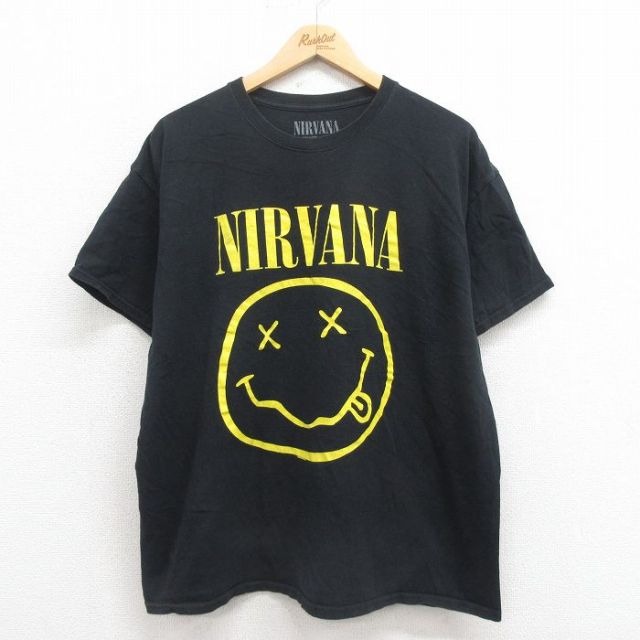 XL★古着 半袖 ロック バンド Tシャツ メンズ ニルヴァーナ ニルバーナ コットン クルーネック 黒 ブラック 25aug19 中古