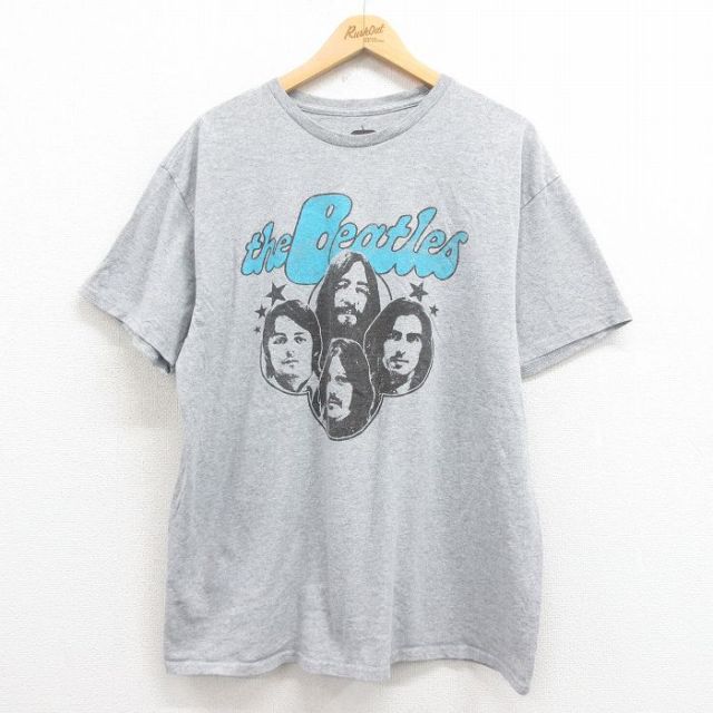 XL★古着 半袖 ロック バンド Tシャツ メンズ ビートルズ The Beatles クルーネック グレー 霜降り 25aug21 中古