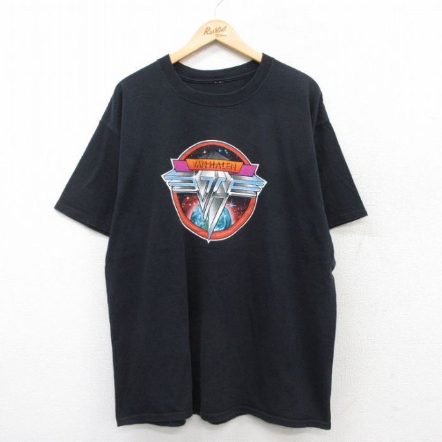 【20%OFF】XL★古着 半袖 ロック バンド Tシャツ メンズ バンヘイレン ヴァンヘイレン 大きいサイズ クルーネック 黒 ブラック 25aug28 中古