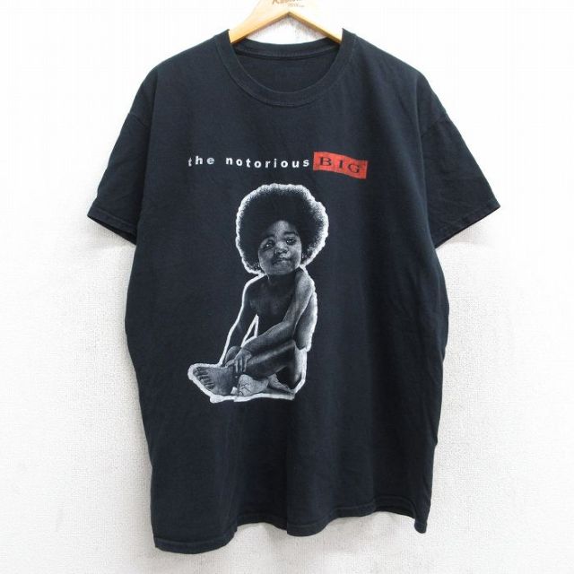 XL★古着 半袖 ヒップホップ ラップ Tシャツ メンズ BIGノトーリアス 大きいサイズ クルーネック 黒 ブラック 25aug28 中古
