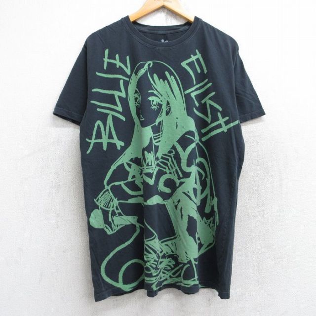 【50%OFF】L★古着 半袖 ロック バンド Tシャツ メンズ ビリーアイリッシュ コットン クルーネック 黒 ブラック 【spe】 25aug29 中古