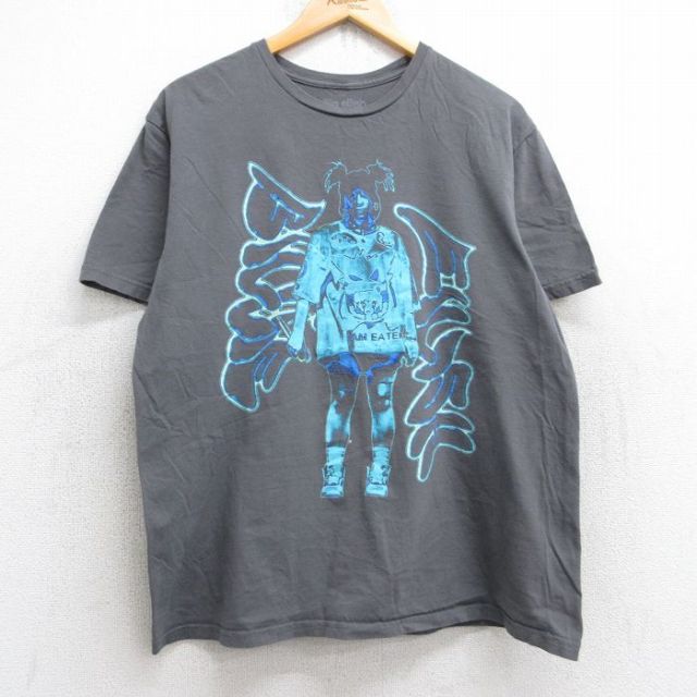 L★古着 半袖 ロック バンド Tシャツ メンズ ビリーアイリッシュ コットン クルーネック 濃グレー 25aug29 中古