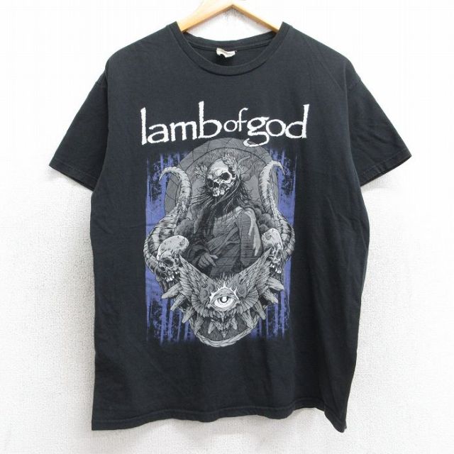 L★古着 半袖 ロック バンド Tシャツ メンズ ラムオブゴッド コットン クルーネック 黒 ブラック 25aug29 中古