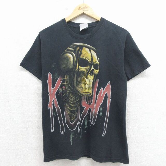 KORN tシャツ　ブラック　00s ヘインズ　バンド 古着通販 M☆古着 ヘインズ 半袖 ロック バンド Tシャツ メンズ コーン