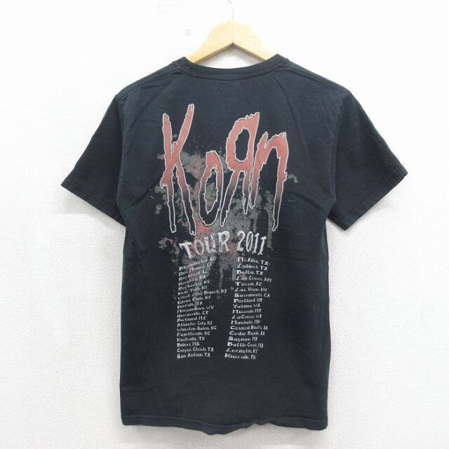 KORN tシャツ　ブラック　00s ヘインズ　バンド 古着通販 M☆古着 ヘインズ 半袖 ロック バンド Tシャツ メンズ コーン