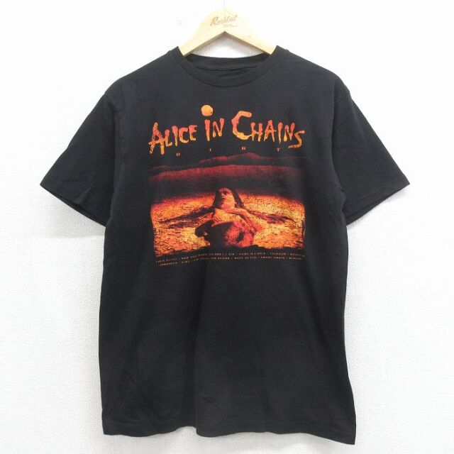 アリスインチェインズ 半袖Tシャツ ロックバンドプリント ブラック メンズL相当 | 古着