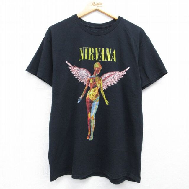 半袖Tシャツ ニルヴァーナプリント ブラック メンズL相当 | 古着
