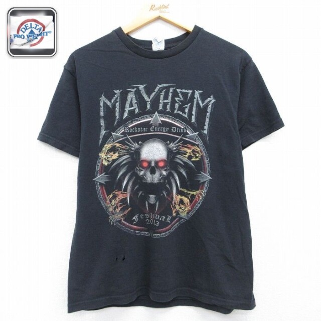 半袖Tシャツ メイヘムプリント ブラック メンズM相当 | 古着