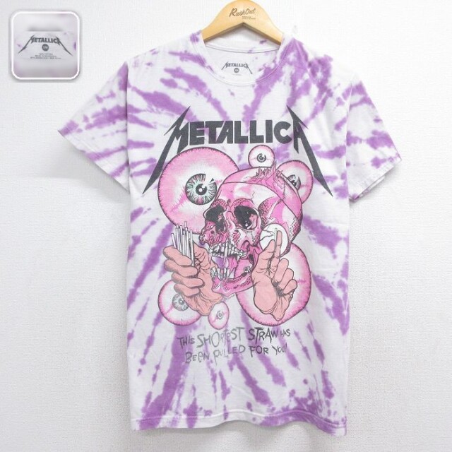 メタリカ 半袖Tシャツ スカルパスヘッド ホワイトタイダイ メンズM相当 | 古着