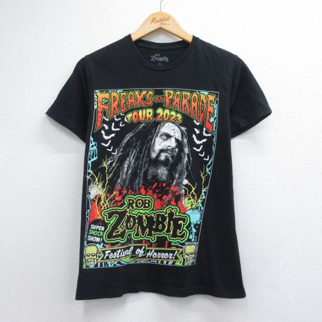 S★古着 半袖 ロック バンド Tシャツ メンズ ロブゾンビ コットン クルーネック ブラック 26jul10