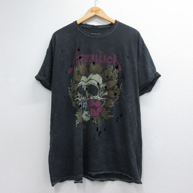 メタリカ 半袖Tシャツ スカルパスヘッド ブラック メンズXL相当 | 古着
