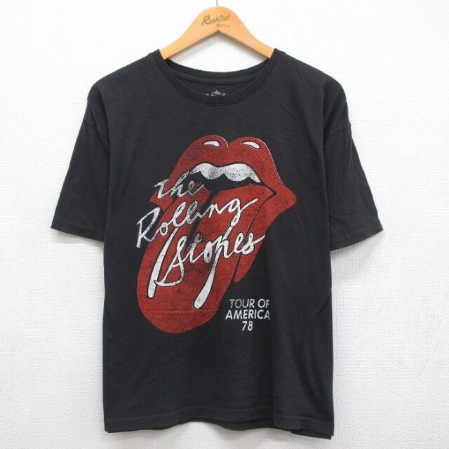 ローリングストーンズ 半袖Tシャツ ブラック メンズXL相当 | 古着