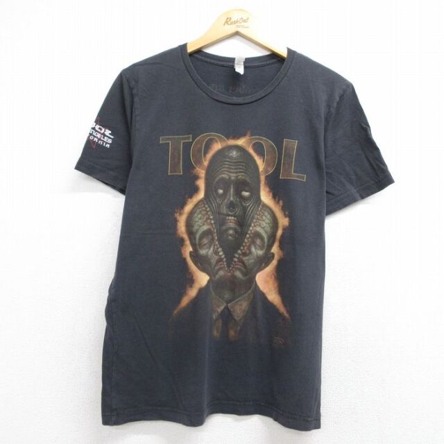 L★古着 半袖 ロック バンド Tシャツ メンズ TOOL コットン クルーネック ブラック 26jul21