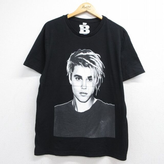 半袖ロックバンドTシャツ ジャスティンビーバー ブラック メンズL相当 | 古着