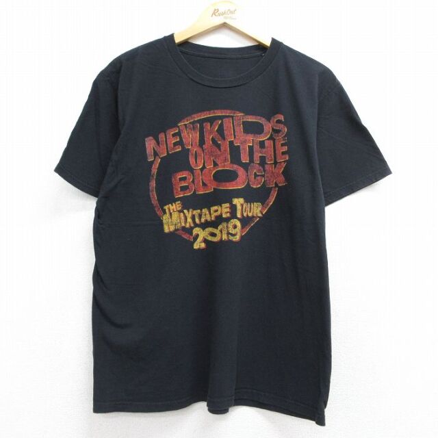 半袖ロックバンドTシャツ ニューキズオンザブロック ブラック メンズL相当 | 古着
