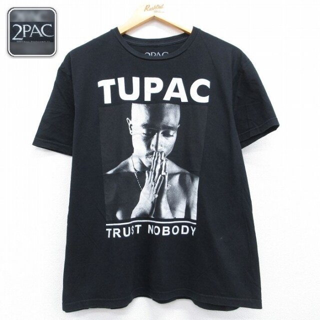 トゥパック 半袖Tシャツ 2PACプリント ブラック メンズXL相当 | 古着