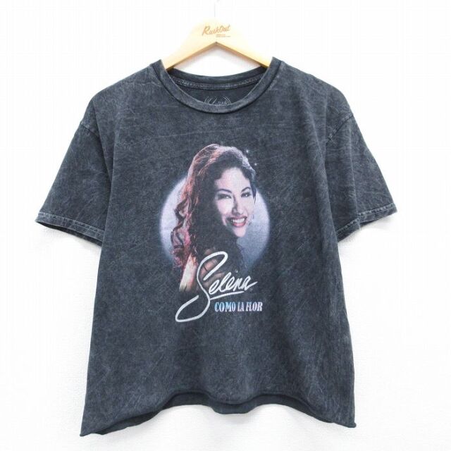 半袖ロックバンドTシャツ セレーナプリント タイダイ ブラック メンズL相当 | 古着