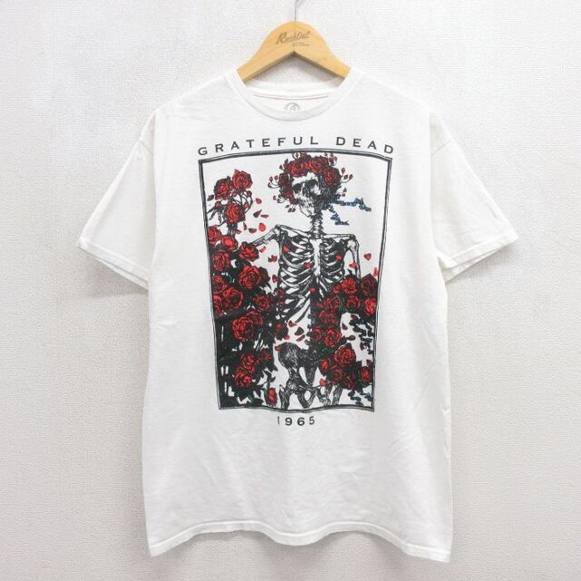 L★古着 半袖 ロック バンド Tシャツ メンズ グレイトフルデッド コットン クルーネック ホワイト【spe】 26jul27