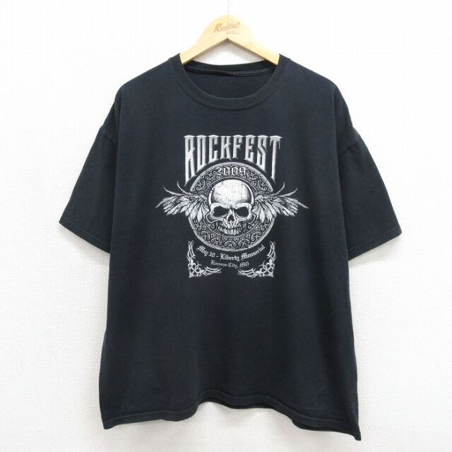 古着通販 XL☆古着 半袖 ロック バンド Tシャツ メンズ エルヴィス