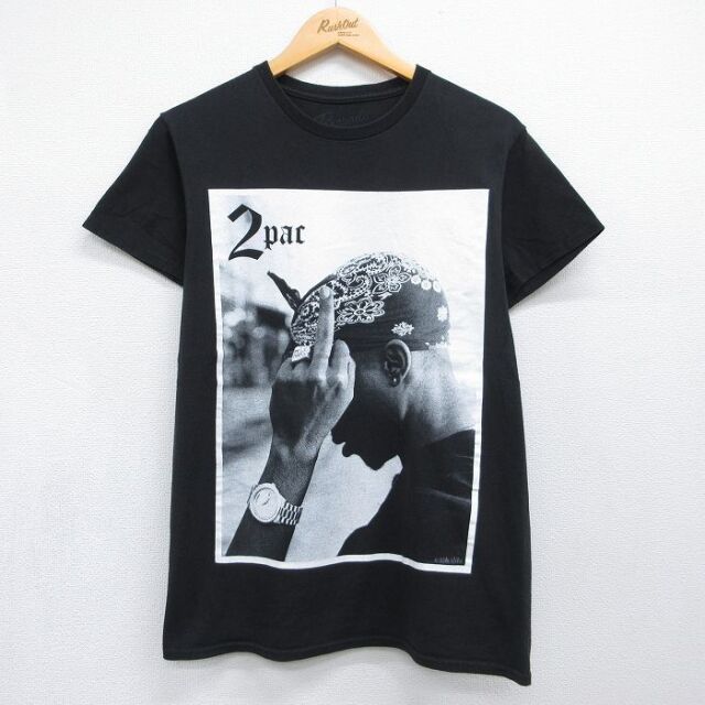 半袖Tシャツ トゥパック2PACプリント ブラック メンズS相当 | 古着