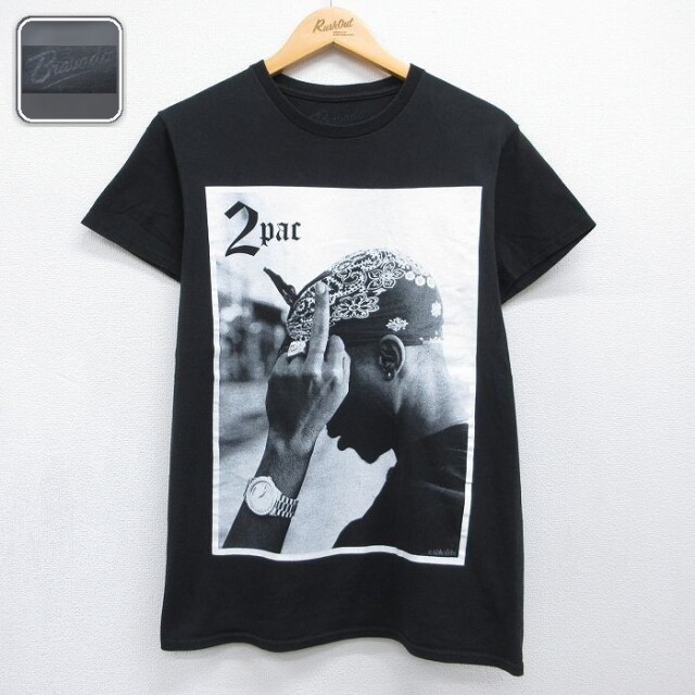 半袖Tシャツ トゥパック2PACプリント ブラック メンズS相当 | 古着