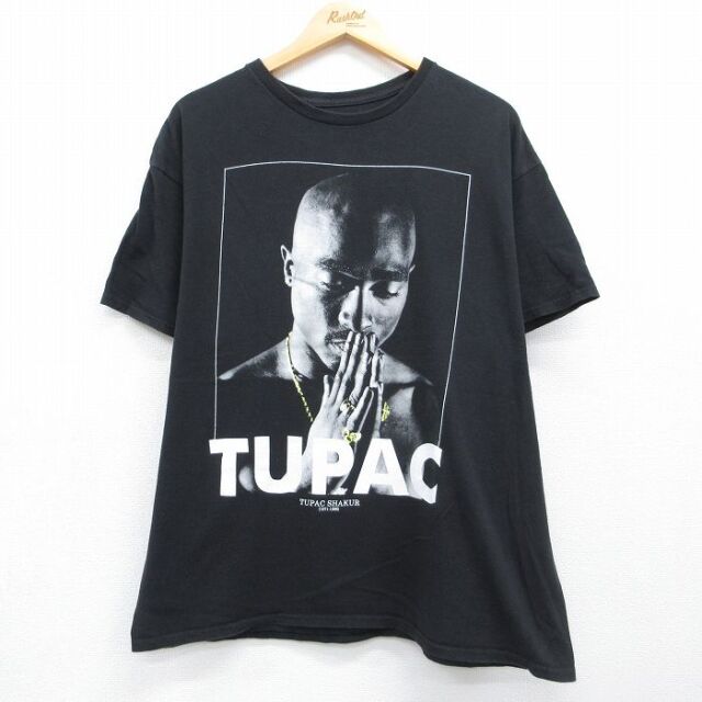 トゥパック 半袖Tシャツ 2PACプリント ブラック メンズXL相当 | 古着