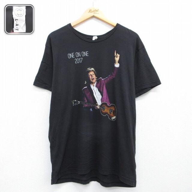 ポールマッカートニー 半袖Tシャツ ポールマッカートニープリント ブラック メンズL相当 | 古着