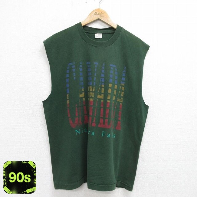【50%OFF】ノースリーブTシャツ ナイアガラの滝 グリーン XL | 古着