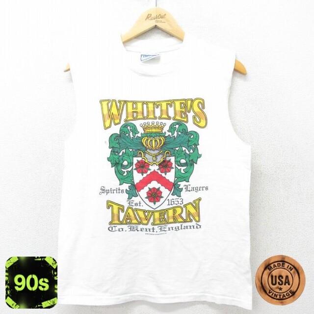 【50%OFF】All Sport 90s ノースリーブTシャツ TAVERN ホワイト M | 古着