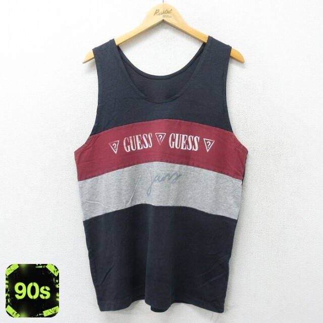 【50%OFF】ゲス 90s タンクトップ ブラック メンズL相当 | 古着