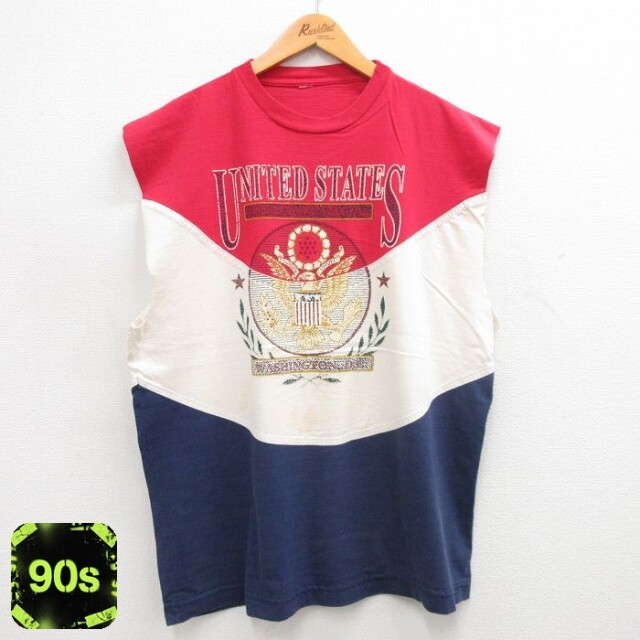 【50%OFF】90s ノースリーブTシャツ ワシントンDC レッド XL | 古着
