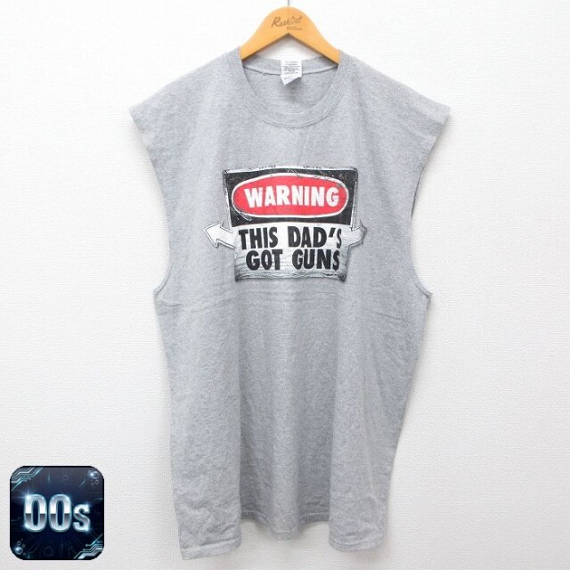 【50%OFF】00s ノースリーブTシャツ WARNING グレー XL | 古着