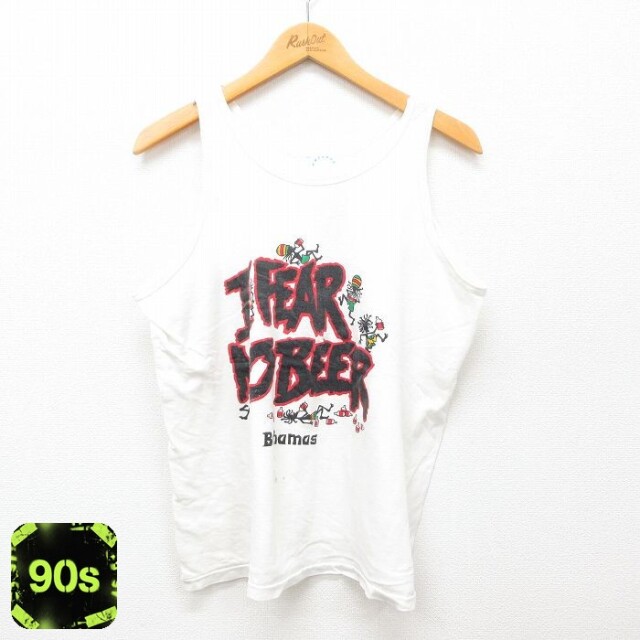【50%OFF】90s タンクトップ NO BEER ホワイト L | 古着