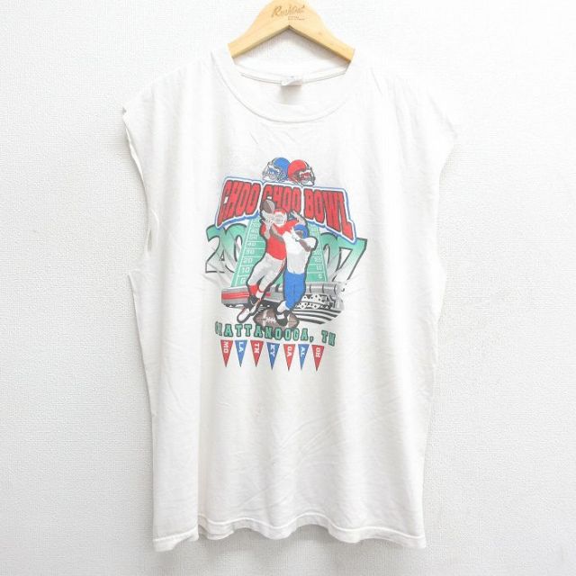 00s ノースリーブTシャツ CHOO BOWL ホワイト XL | 古着