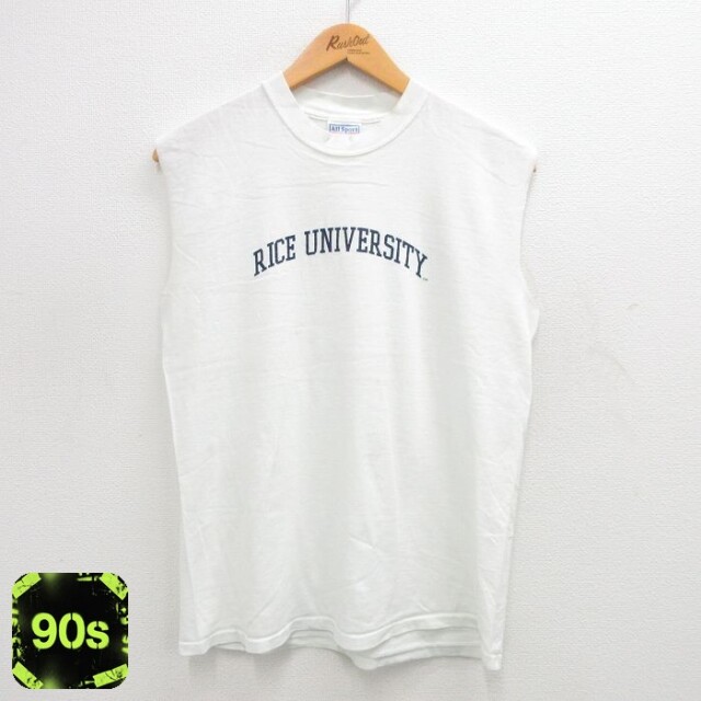 【50%OFF】All Sport 90s ノースリーブTシャツ ライス大学 ホワイト M | 古着