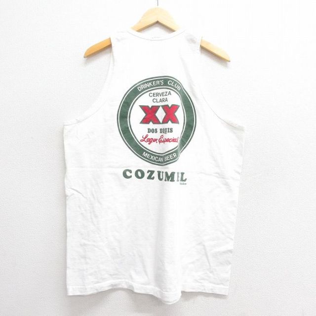 XL★古着 ビンテージ タンクトップ メンズ 00年代 00s メキシカンビール 大きいサイズ コットン 白 ホワイト 25may27 中古