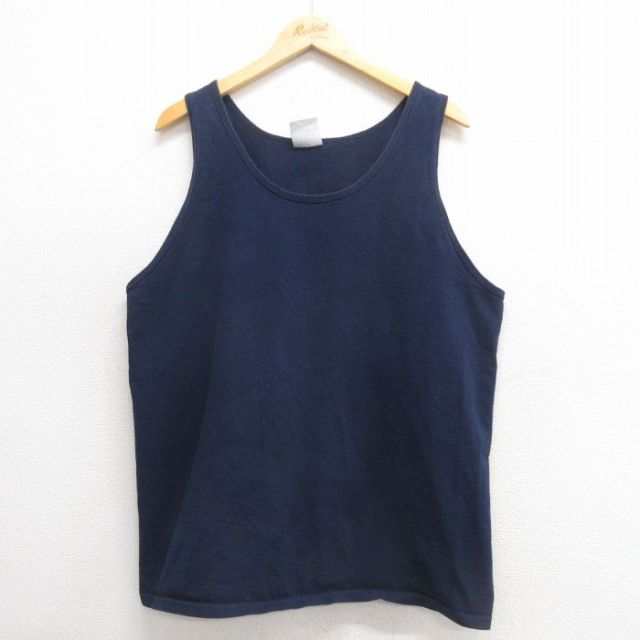 【50%OFF】XL★古着 ビンテージ タンクトップ メンズ 90年代 90s 無地 コットン USA製 紺 ネイビー 25may28 中古