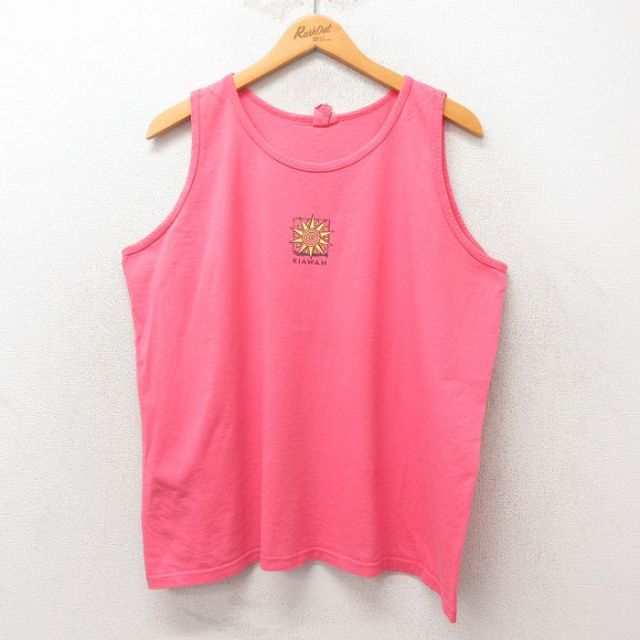 XL★古着 ビンテージ タンクトップ メンズ 90年代 90s KIAWAH コットン USA製 ピンク 25jun06 中古