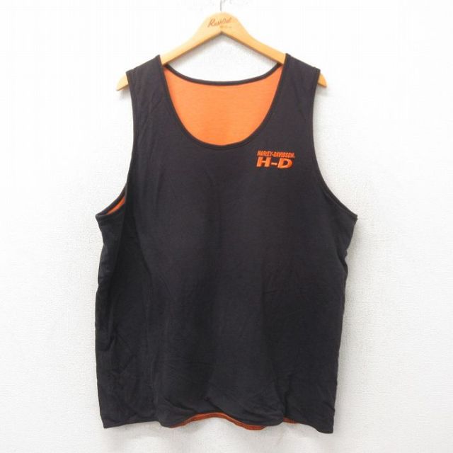 XL★古着 ハーレーダビッドソン Harley Davidson タンクトップ メンズ 大きいサイズ リバーシブル 黒 ブラック 25jun06 中古